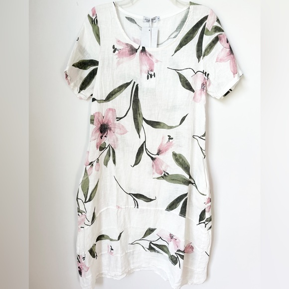 Lungo L’Arno Dresses & Skirts - White Dress with Pink Floral Print